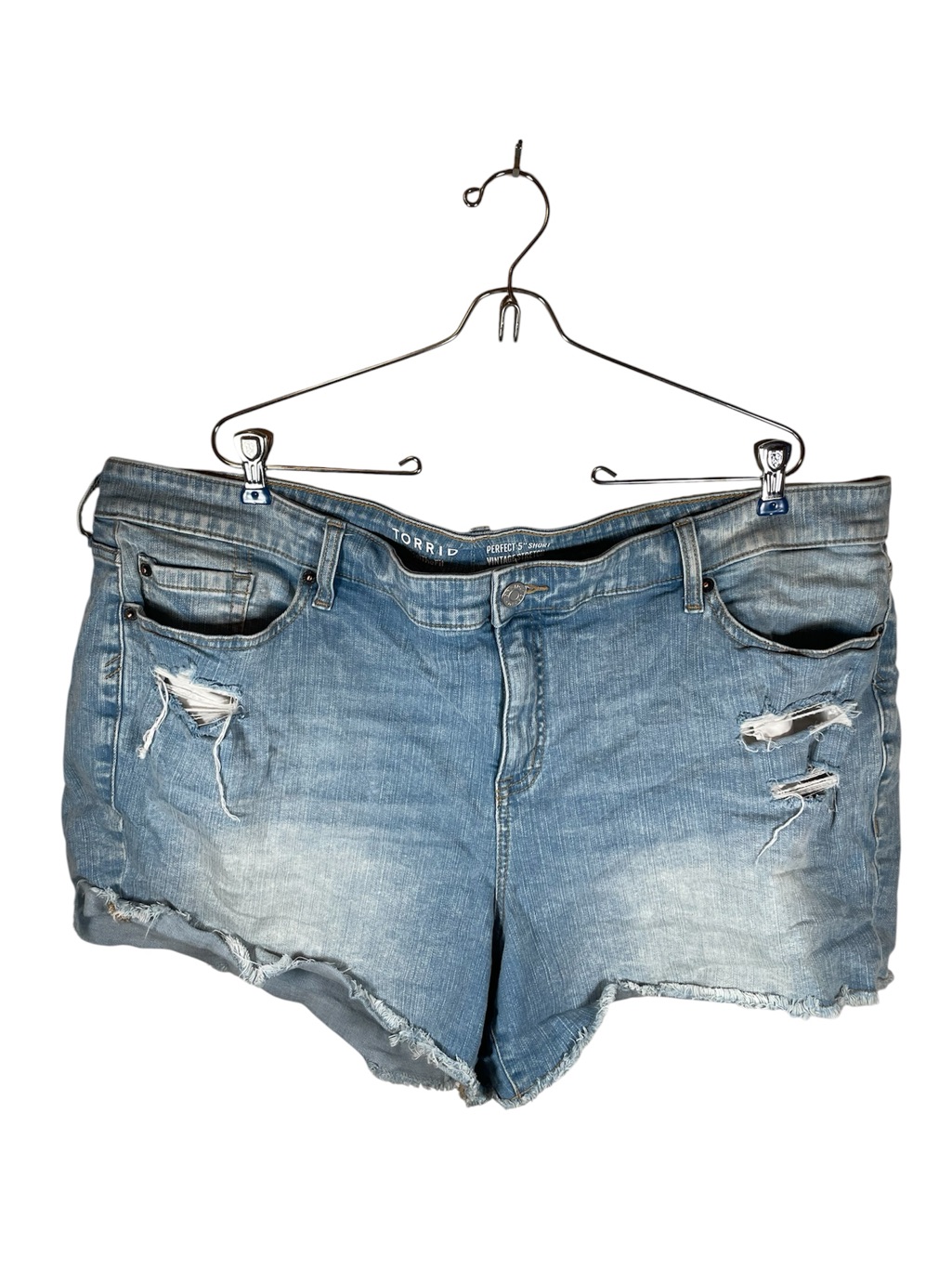 Torrid "Perfect 5" Distressed Vintage Stretch Denim Cutoff Shorts - Size 22